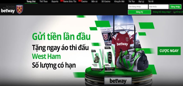 Betway đăng ký game nhận khuyến mãi trải nghiệm 100%