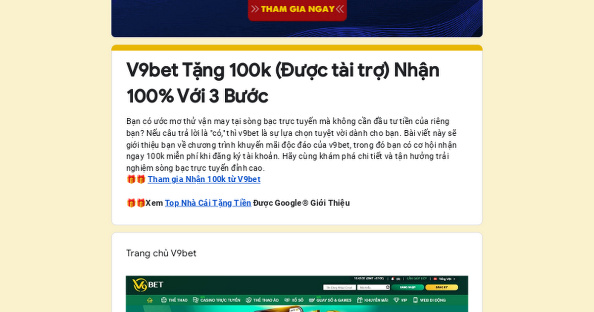 V9bet - Tặng 100k khi đăng ký