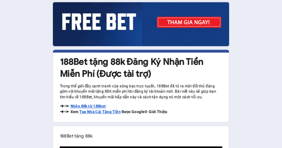 Giới Thiệu Nhà Cái 188BET,nhà cái tặng tiền miễn phí