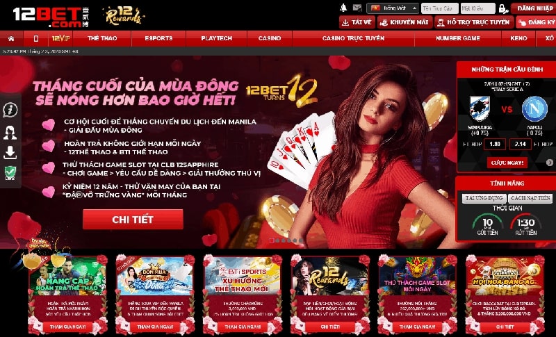 12Bet - Nhà cái tặng tiền cược free cho người chơi