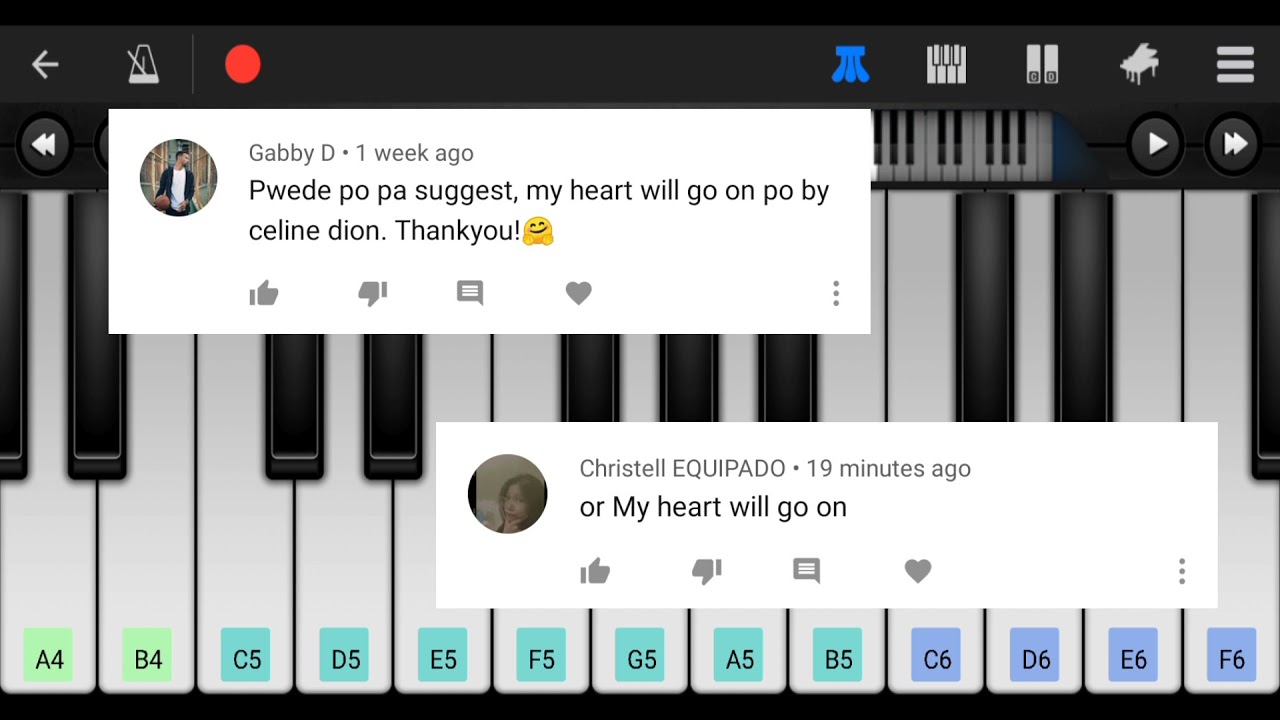 đánh piano bài my heart will go on trên app
