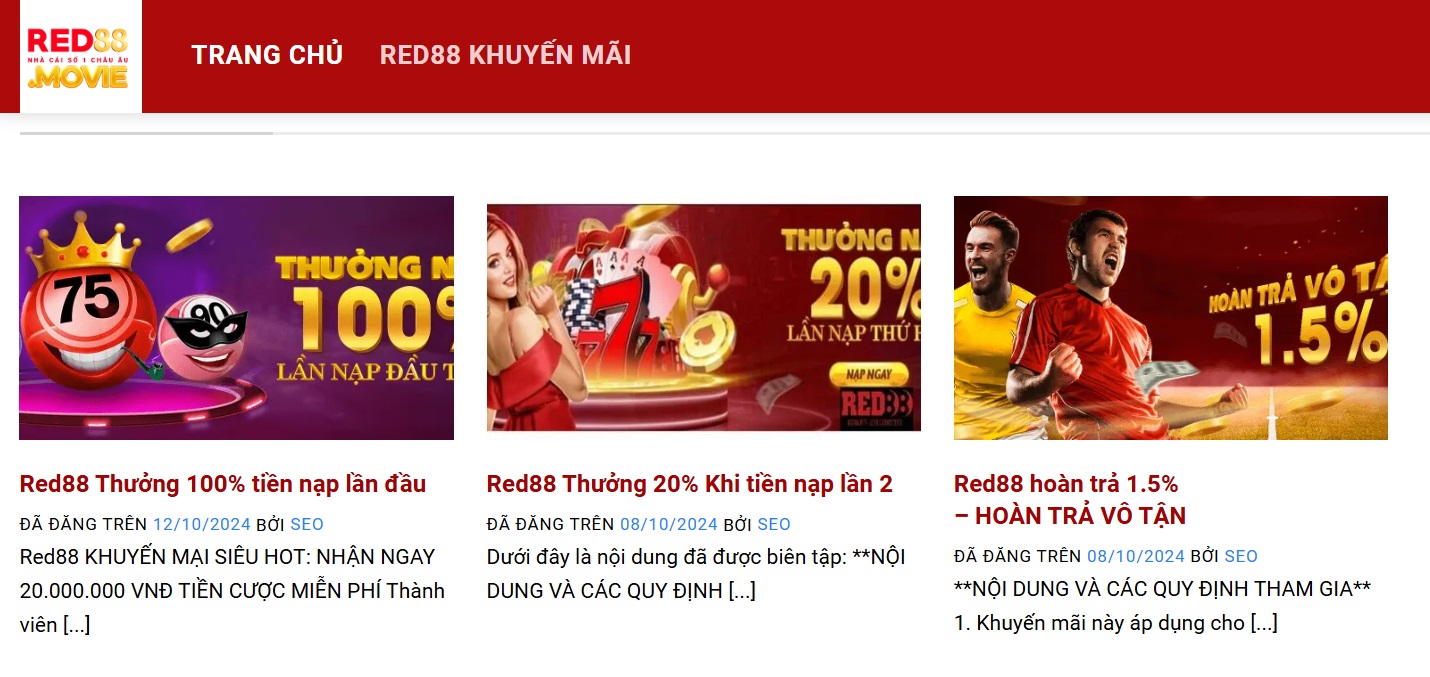 Khuyến mãi RED88 – Hấp dẫn mỗi lần gửi tiền